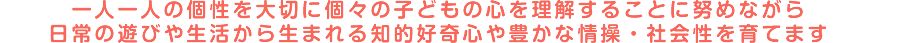 思い切り身体を使って遊ぶことで一人ひとりの個性を伸ばします個性を発揮しながら協力すること、認め合う心を育てます